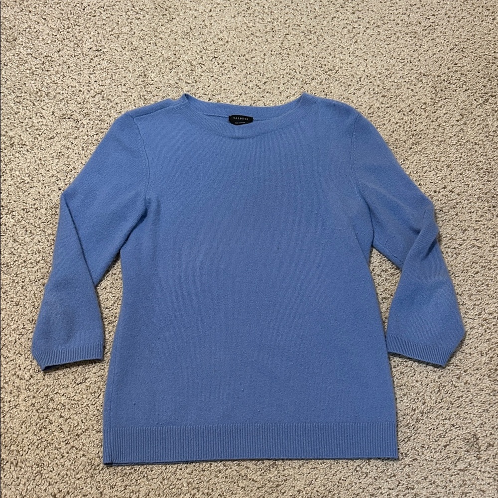 Talbots Pure Cashmere 3/4 Sleeve Crew Neck Sweater
